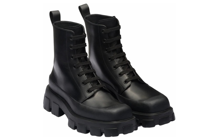 Prada Leather Fashion Ankle Boots 'Black' 圖 3