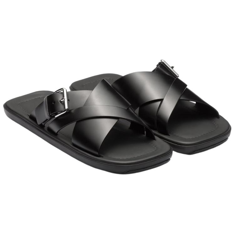Lookbook Prada Leren Platte Sandalen ''Zwart'' 2X3092_B4L_F0002_F_G001