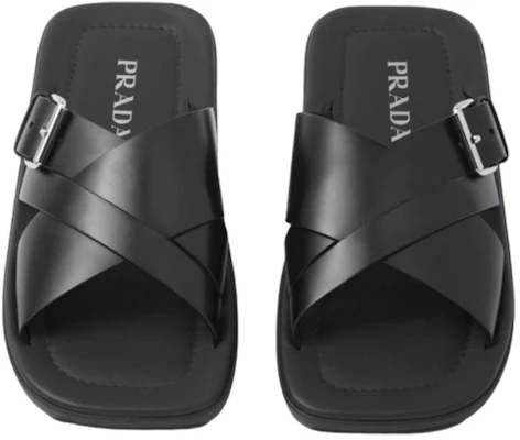 Prada Leren Platte Sandalen ''Zwart'' 2X3092_B4L_F0002_F_G001 Shop Prada Leren Platte Sandalen ''Zwart'' 2X3092_B4L_F0002_F_G001