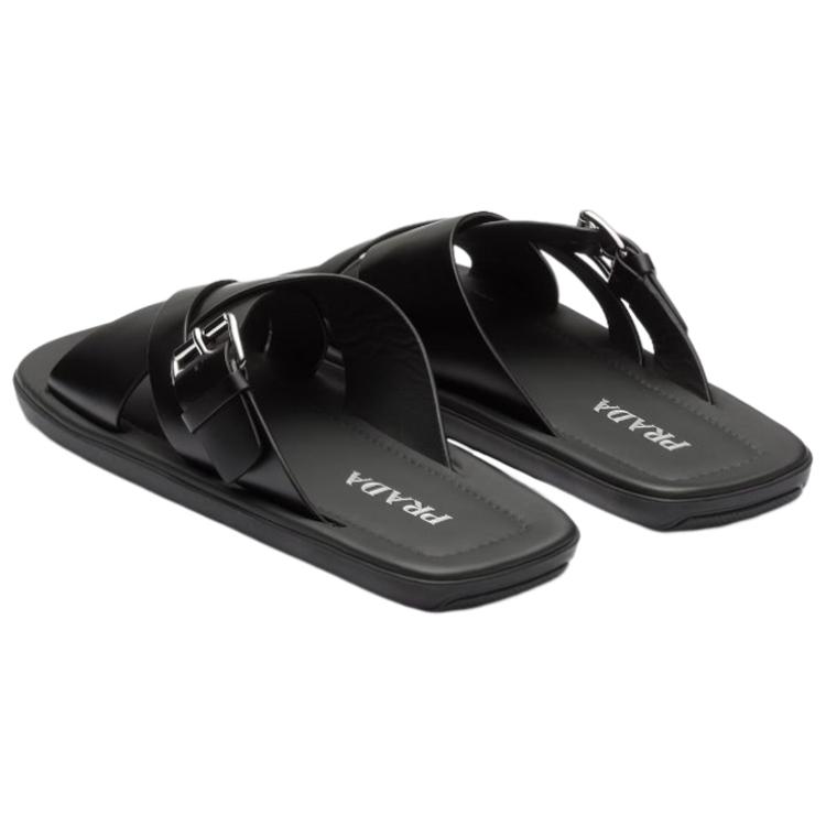 Purchase Prada Leren Platte Sandalen ''Zwart'' 2X3092_B4L_F0002_F_G001