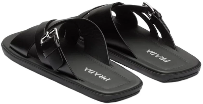 Prada Leren Platte Sandalen ''Zwart'' 2X3092_B4L_F0002_F_G001 Purchase Prada Leren Platte Sandalen ''Zwart'' 2X3092_B4L_F0002_F_G001
