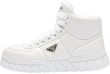 PRADA 皮革 時尚繫帶 高筒 運動休閒鞋 男款 白色 Buy PRADA 皮革 時尚繫帶 高筒 運動休閒鞋 男款 白色