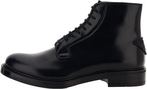PRADA 皮革 系帶圓頭 短靴 男款 黑色 Buy PRADA 皮革 系帶圓頭 短靴 男款 黑色