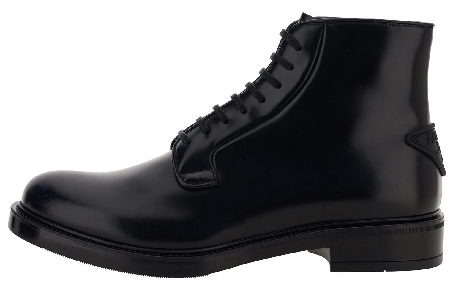 Buy Prada Leder Schnürstiefel Schwarz 2TG213_055_F0002_F_G000