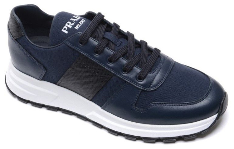 Lookbook Prada Zapatillas de Cuero con Cordones Punta Redonda ‘Azul Comfort’ 4E3463_3L1K_F0HDP_F_G000