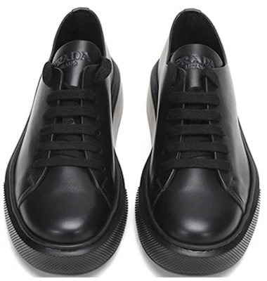 Prada Sneaker Hitam Kulit Lace-up 4E3420_3A6F_F0002 Shop Prada Sneaker Hitam Kulit Lace-up 4E3420_3A6F_F0002