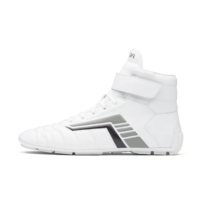 Prada Leather Lace-Up Polo Boots 'White'