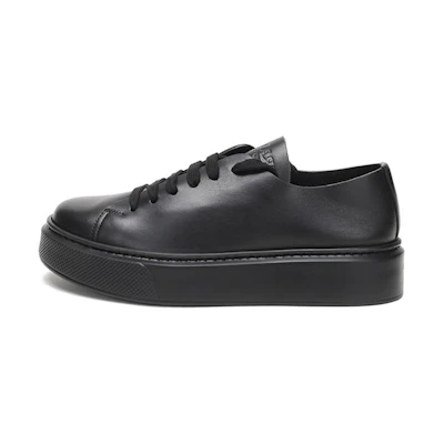 Prada Leather Lace-up Sneakers 'Black'