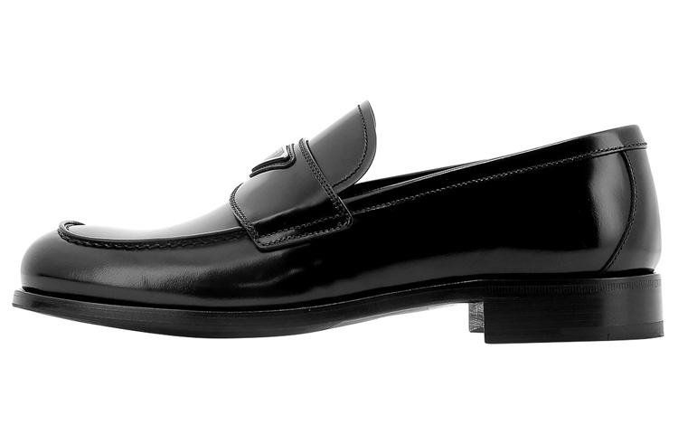 Prada Leather Loafers 'Black Logo Plaque' 2DB195_P39_F0002_F_X000