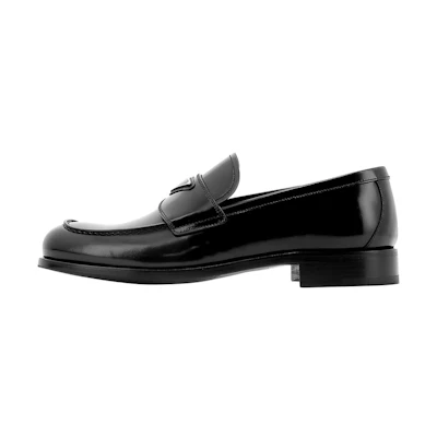 Prada Leather Loafers 'Black Logo Plaque'