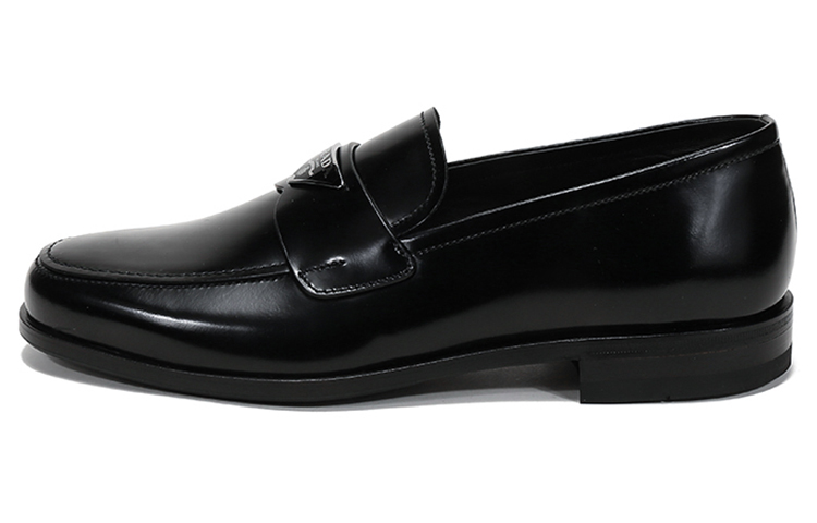Prada Leather Loafers 'Black Triangle Logo'