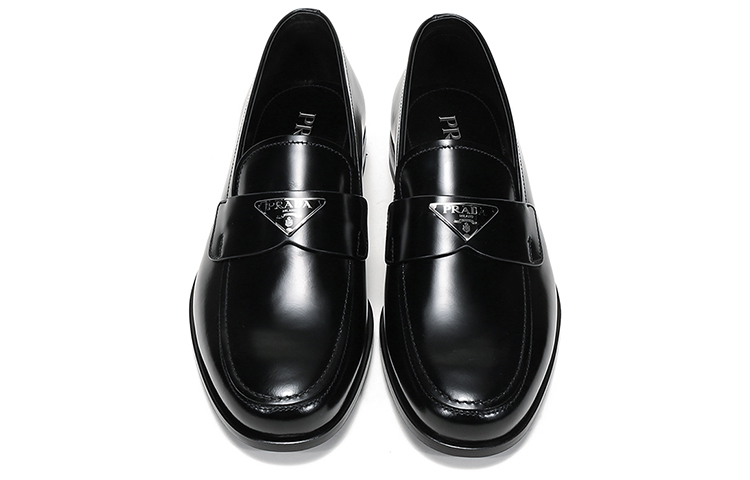 Prada Leather Loafers 'Black Triangle Logo' 圖 4
