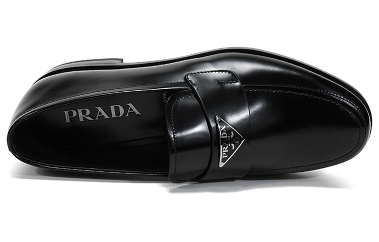 Prada Leather Loafers 'Black Triangle Logo' 圖 5