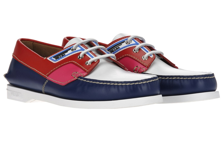 Prada Leather Loafers 'Red Blue' 圖 3
