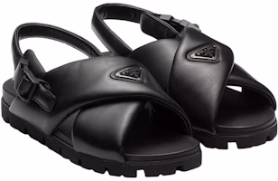 Shop Sandales en Cuir Prada à Boucle Logo ''Noir'' 2X3089_2DL8_F0002