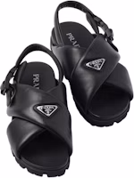 Purchase Sandales en Cuir Prada à Boucle Logo ''Noir'' 2X3089_2DL8_F0002