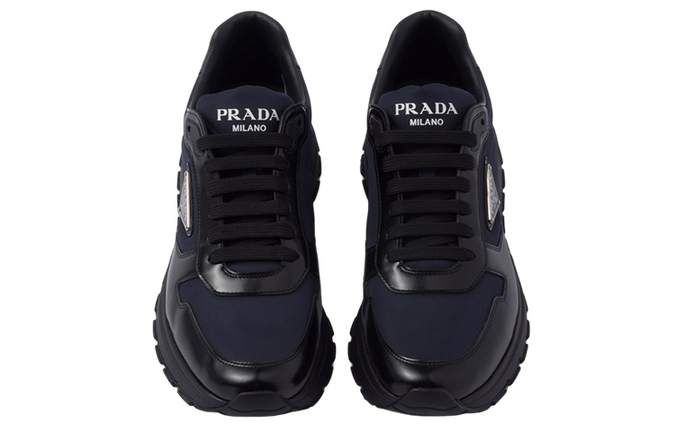 Purchase PRADA 皮革 時尚束帶 減震 低筒 運動休閒鞋 男款 藍黑