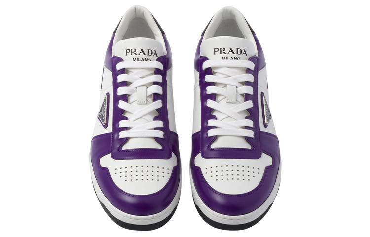 Shop Prada Leder Low-Top Schnürschuhe ''Fashion Purple'' 2EE364_3LMS_F0I3C