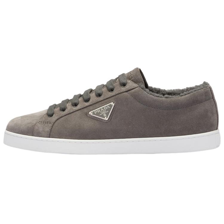 Prada Leather Low-Top Lace-Up Sneaker 'Grey'