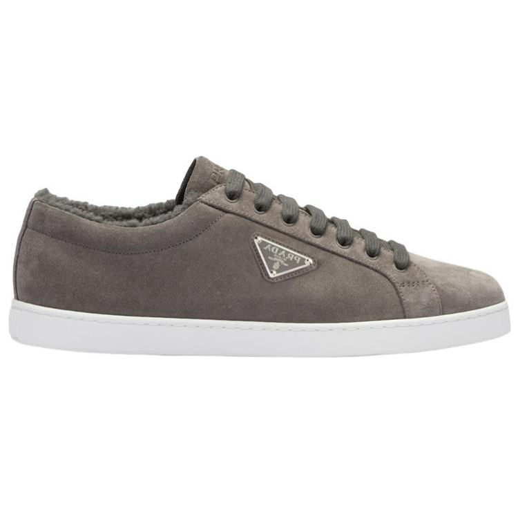Prada Leather Low-Top Lace-Up Sneaker 'Grey' 圖 2