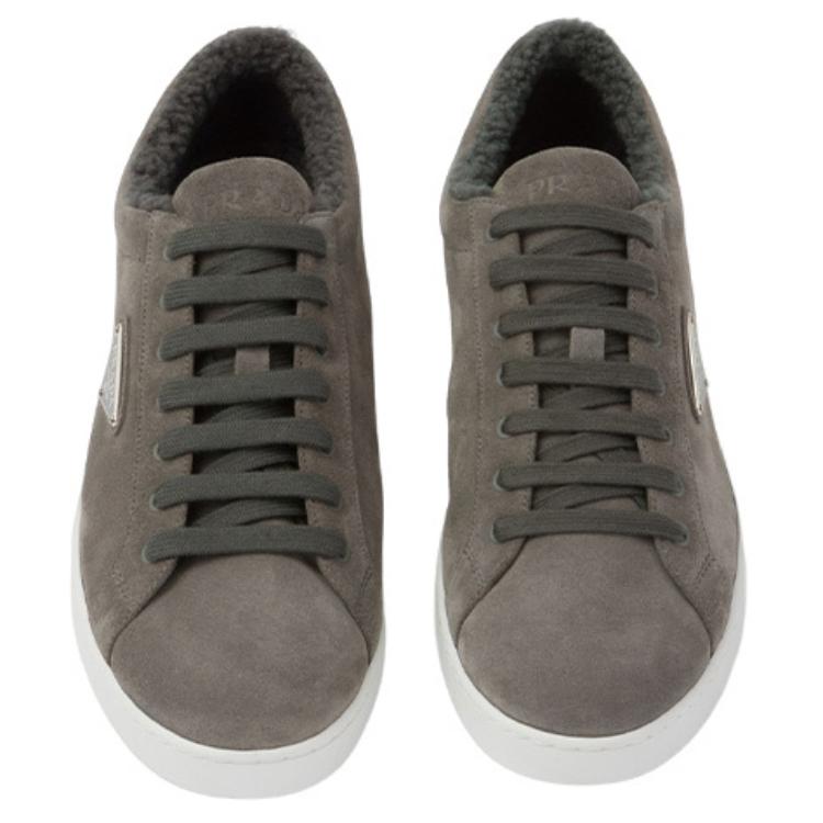 Prada Leather Low-Top Lace-Up Sneaker 'Grey' 圖 4