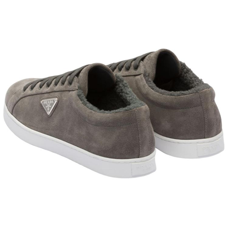 Prada Leather Low-Top Lace-Up Sneaker 'Grey' 圖 5
