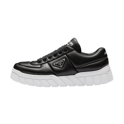Prada Leather Low-Top Sneaker 'Black White'