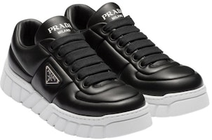 PRADA 皮革 繫帶 耐磨 低筒 運動休閒鞋 男款 黑白 Lookbook PRADA 皮革 繫帶 耐磨 低筒 運動休閒鞋 男款 黑白