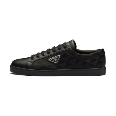 Prada Leather Low-Top Sneakers 'Black'