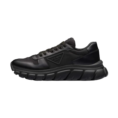 Prada Leather Low-Top Sneakers 'Black Logo'