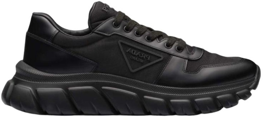 PRADA 皮革 徽章 低筒 運動鞋 黑色 Order PRADA 皮革 徽章 低筒 運動鞋 黑色