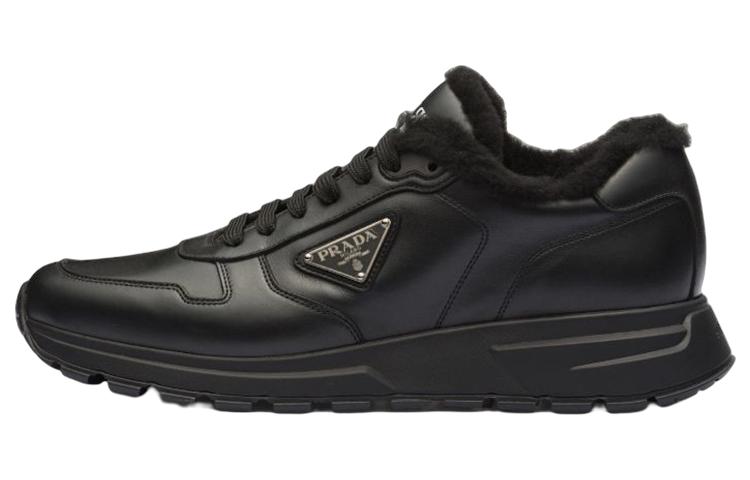 Prada Leather Low-Top Sneakers 'Black Logo'