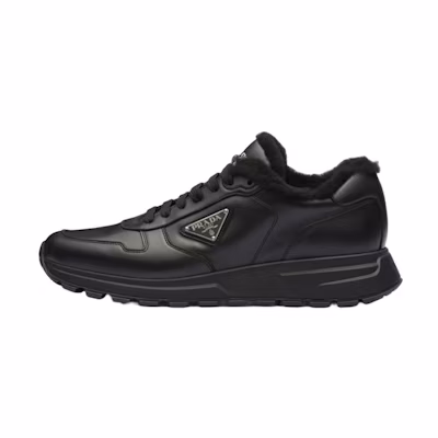 Prada Leather Low-Top Sneakers 'Black Logo'