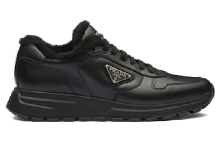Prada Leather Low-Top Sneakers 'Black Logo' 圖 2