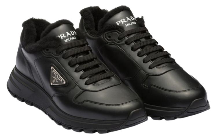 Prada Leather Low-Top Sneakers 'Black Logo' 圖 3