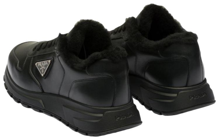 Prada Leather Low-Top Sneakers 'Black Logo' 圖 5