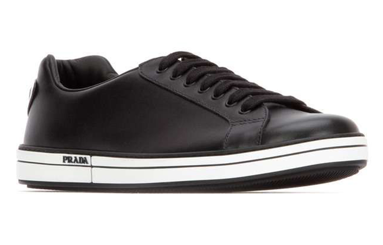 Lookbook 프라다 블랙 가죽 플라크 스니커 4E3314-6DT-F0002
