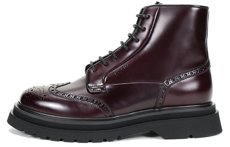 Prada Leather Platform Ankle Boots 'Dark Burgundy' 2TE138_B4L_F0397