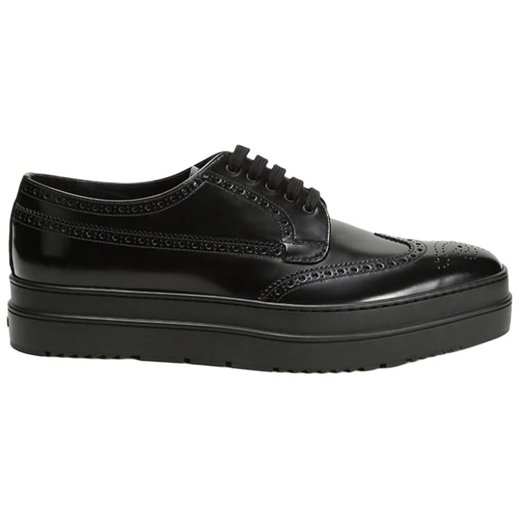 Prada Leather Platform Derby 'Black' 圖 2