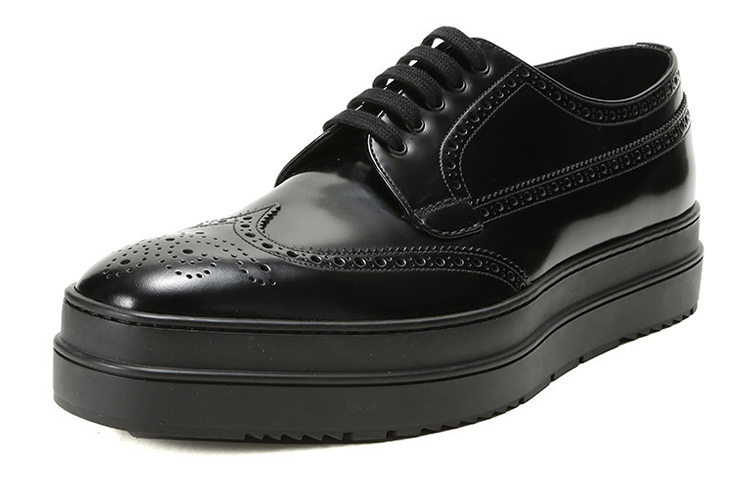 Prada Leather Platform Derby 'Black' 圖 3