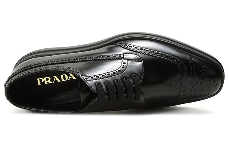 Prada Leather Platform Derby 'Black' 圖 4