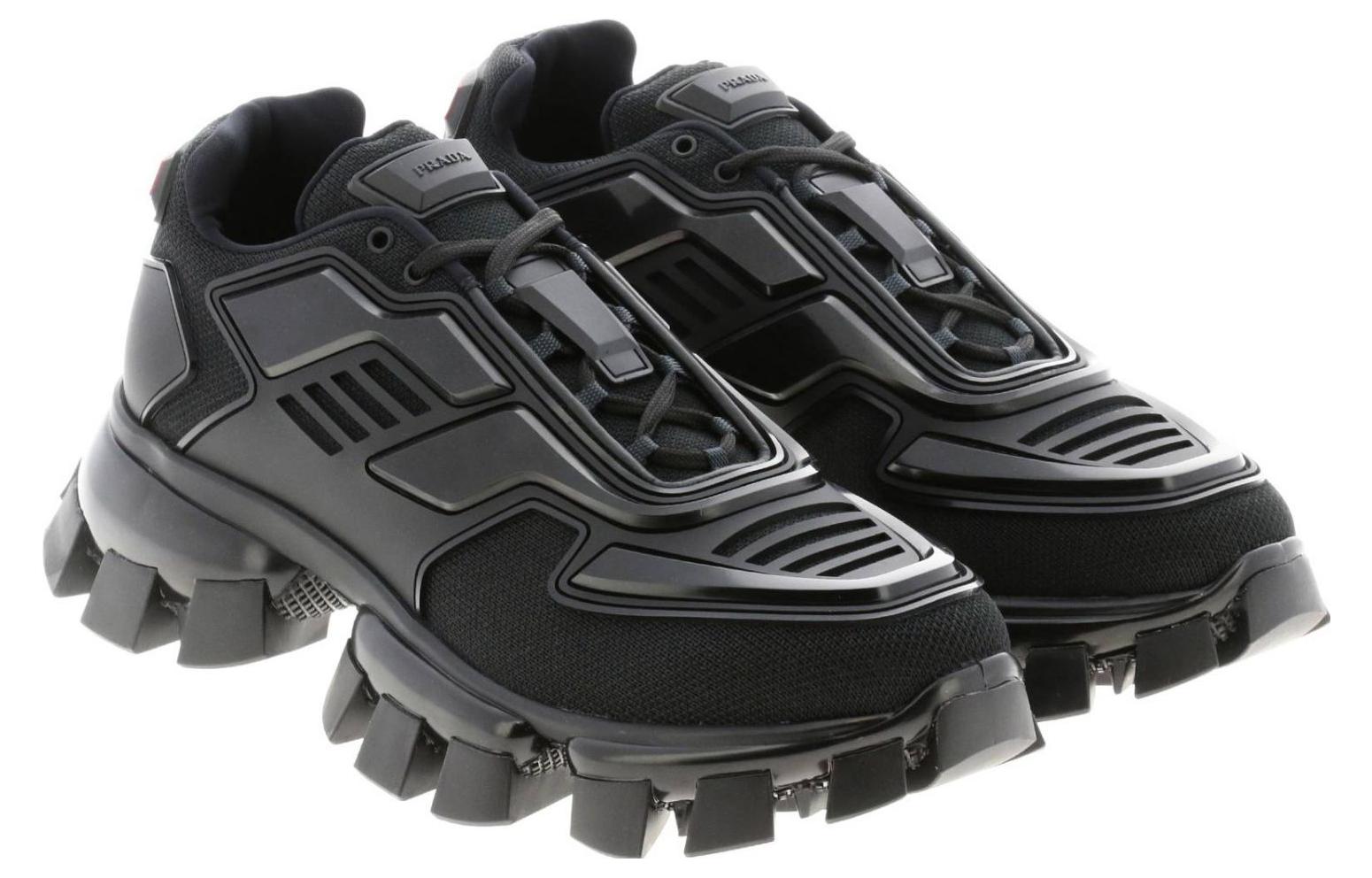 Lookbook Prada Leder Plateau Sneaker ''Stoßdämpfung Schwarz'' 2EG293_3KZU_F0008