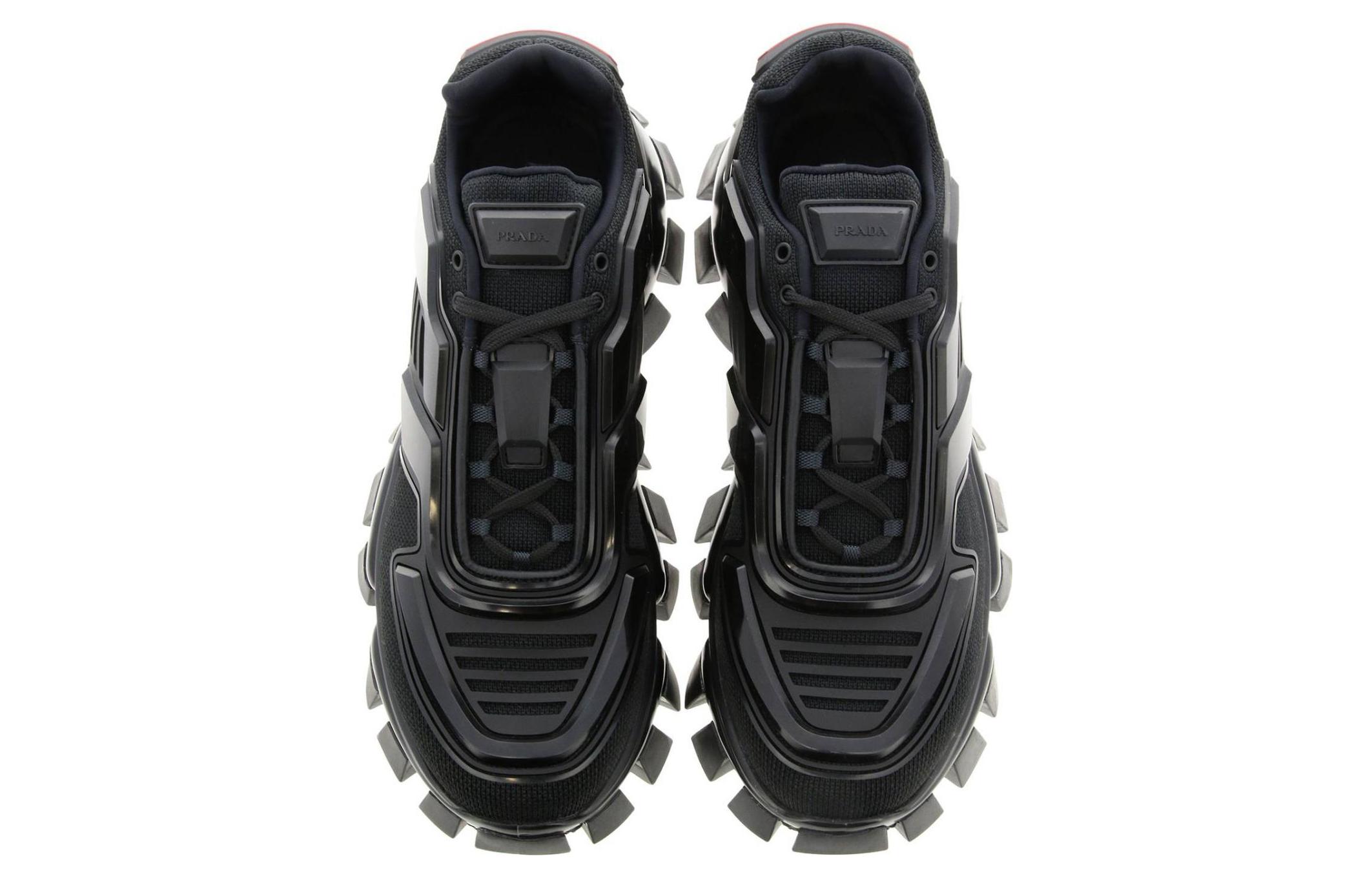 Shop Prada Leder Plateau Sneaker ''Stoßdämpfung Schwarz'' 2EG293_3KZU_F0008