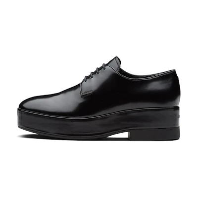 Prada Leather Platform Sneakers 'Black'