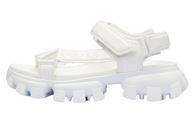 Prada Leather Platform Velcro Slide 'White'