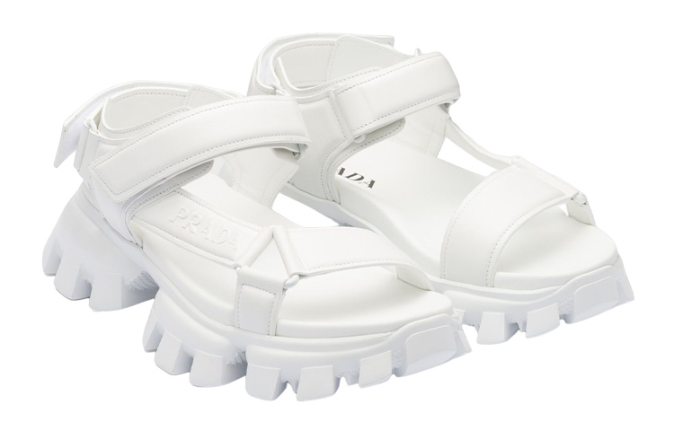 Prada Leather Platform Velcro Slide 'White' 圖 3