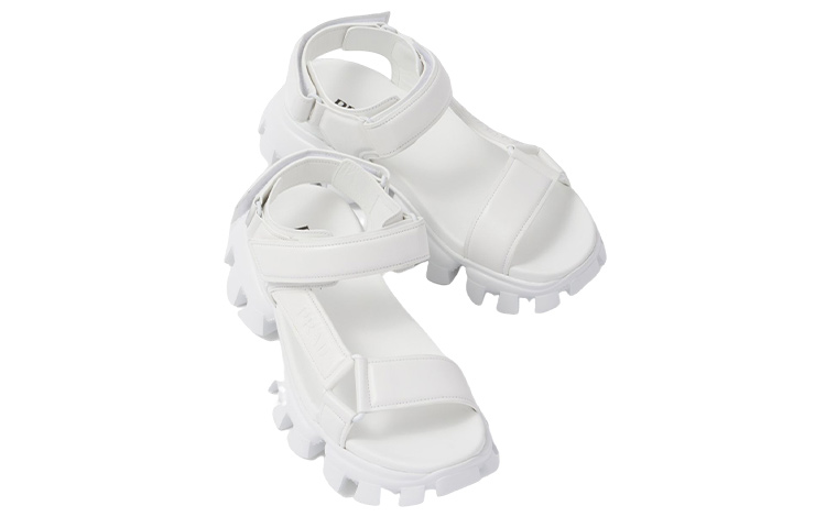 Prada Leather Platform Velcro Slide 'White' 圖 4