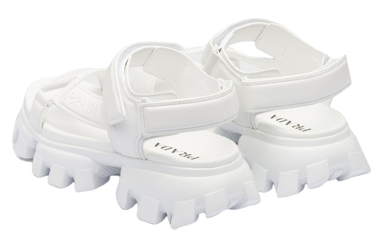 Prada Leather Platform Velcro Slide 'White' 圖 5