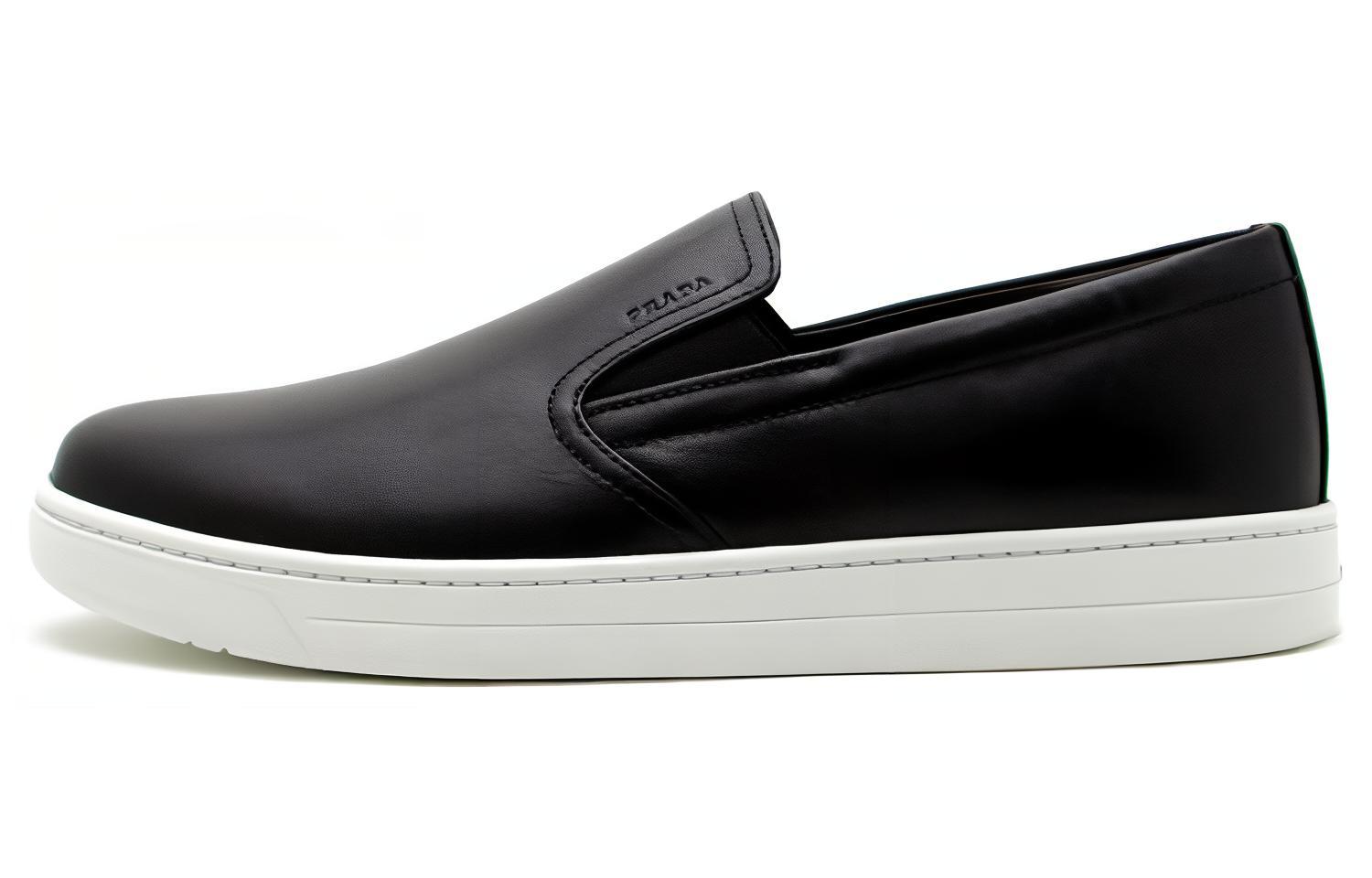 Prada Leather Round-Toe Flat Low-Top Sneakers 'Black' 4D2733_3O9U_F0632