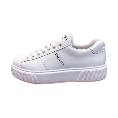 Prada Leather Round-Toe Lace-Up Low-Top Sneaker 'White'